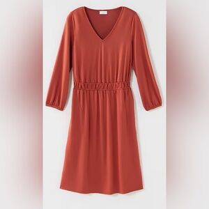 J. Jill Smocked-Waist A-Line Dress Med Tall Cinnebar NWOT